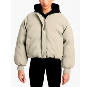 Cernucci Women's Sage Cropped PU Puffer Bomber Jacket Size S